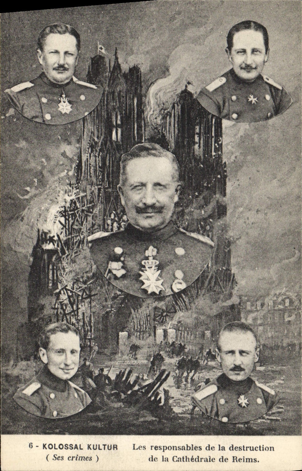 Vintage Postcard Militaria persons in charge of the destruction of the cathedral of Rheims