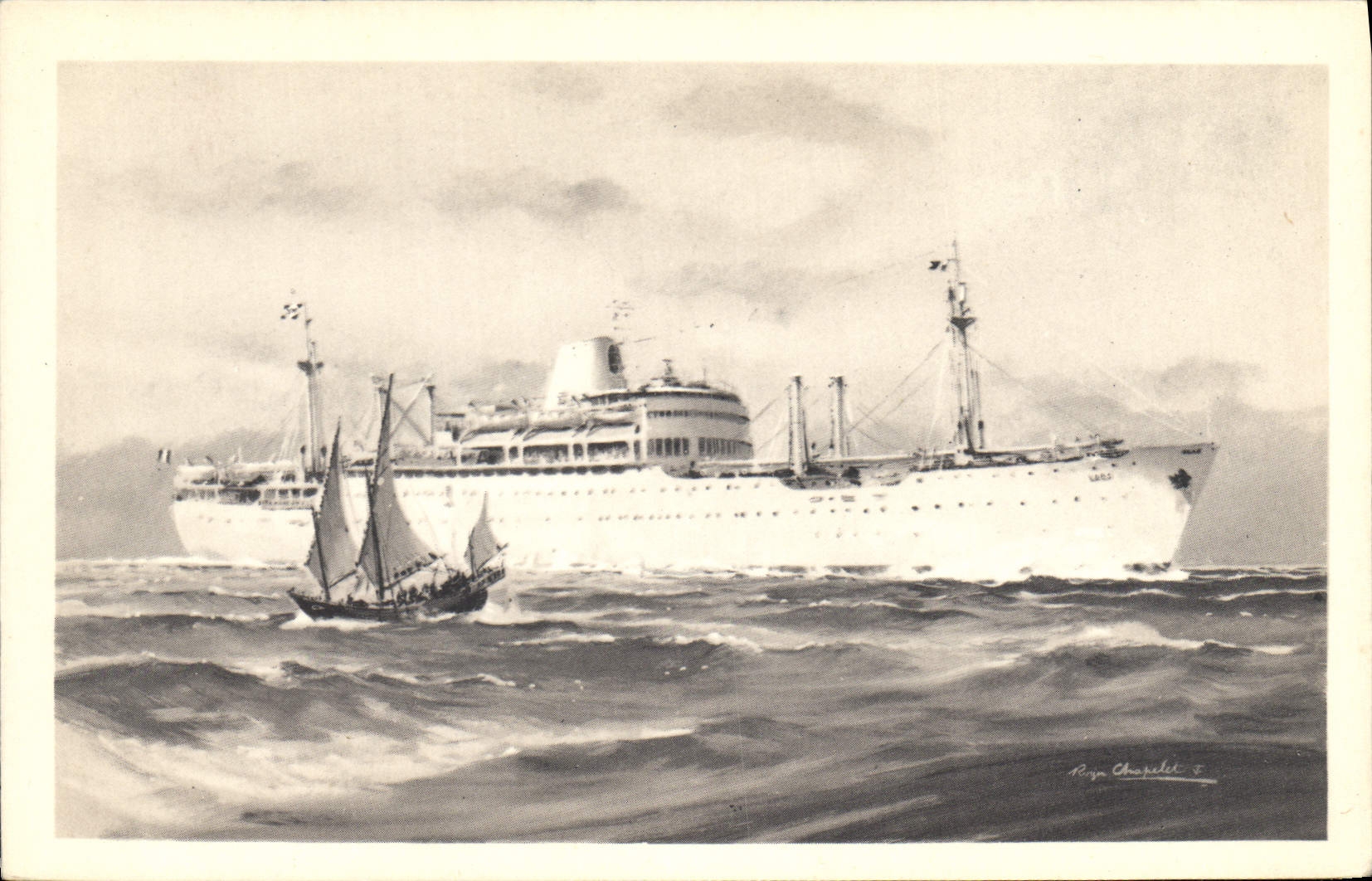 CPA Bateau Compagnie des Messageries Maritimes Laos 