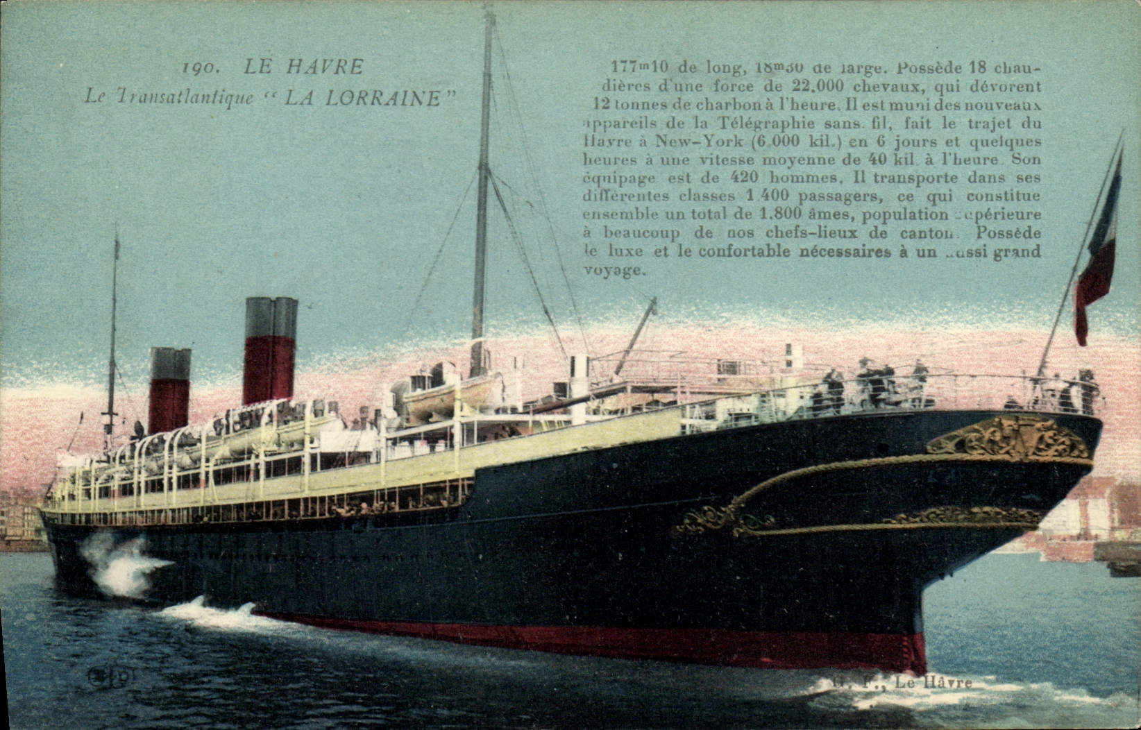 CPA Bateau Le Havre Le Transatlantique La Lorraine