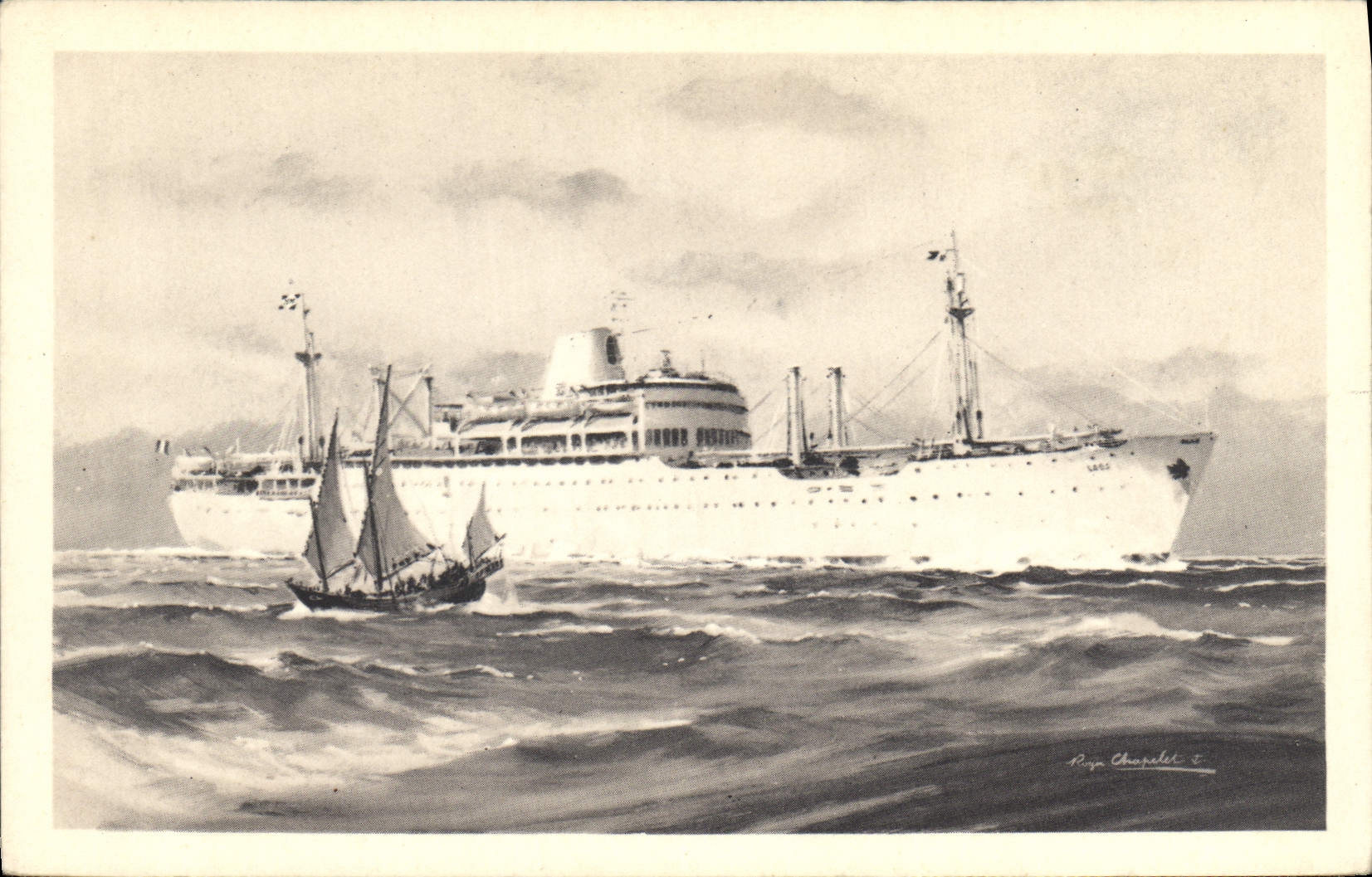 CPA Bateau Compagnie des Messageries Maritimes Laos