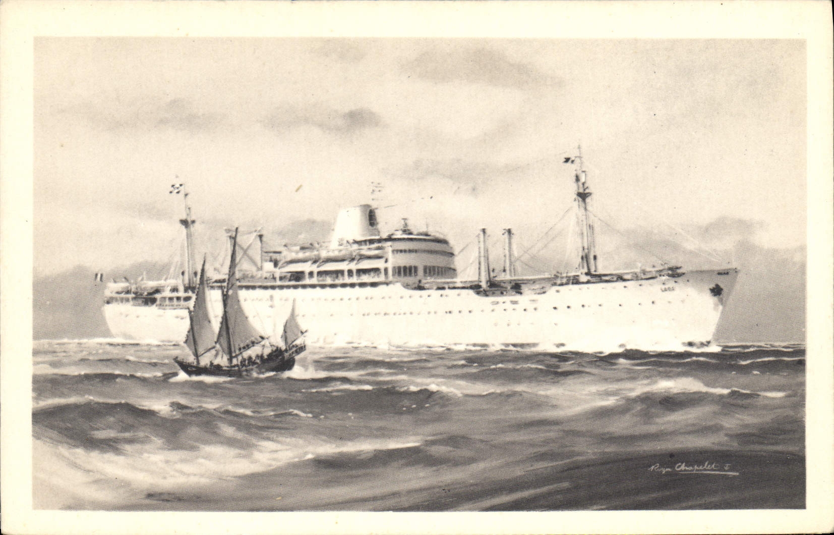 CPA Bateau Compagnie des Messageries Maritimes Laos