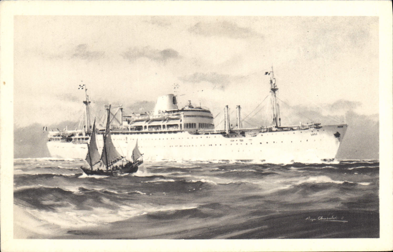 CPA Bateau Compagnie des Messageries Maritimes Laos