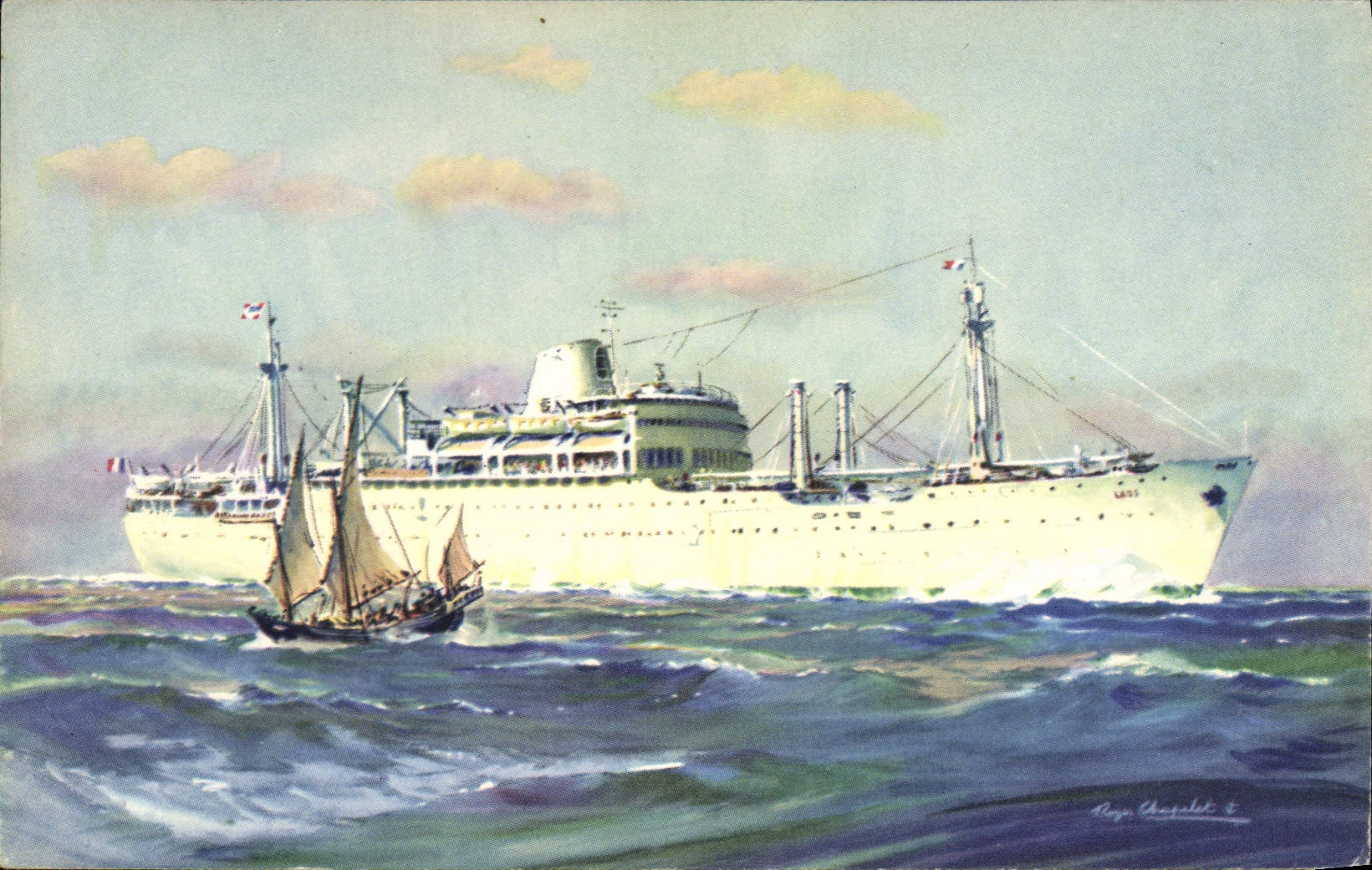 CPA Bateau Compagnie des Messageries Maritimes Laos