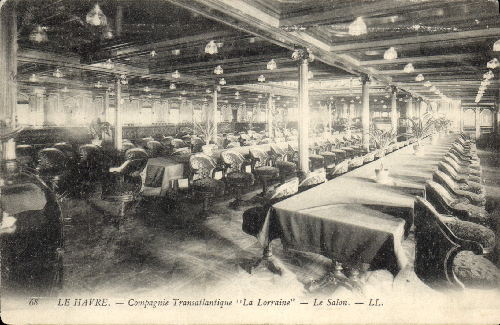 Vintage Postcard Boat Le Havre the Deck chair Lorraine the living room
