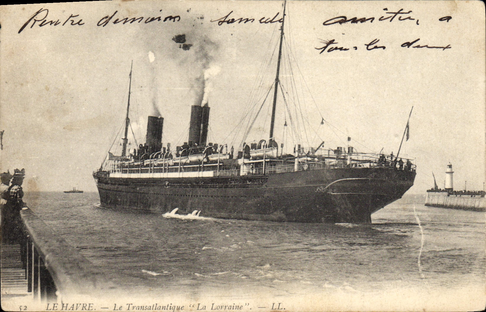 CPA Bateau Le Havre Le Transatlantique La Lorraine