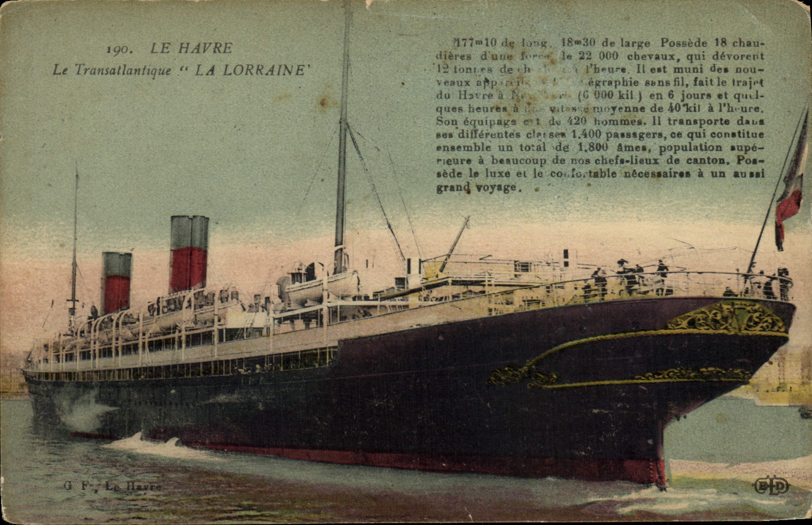 CPA Bateau Le Havre Le Transatlantique La Lorraine