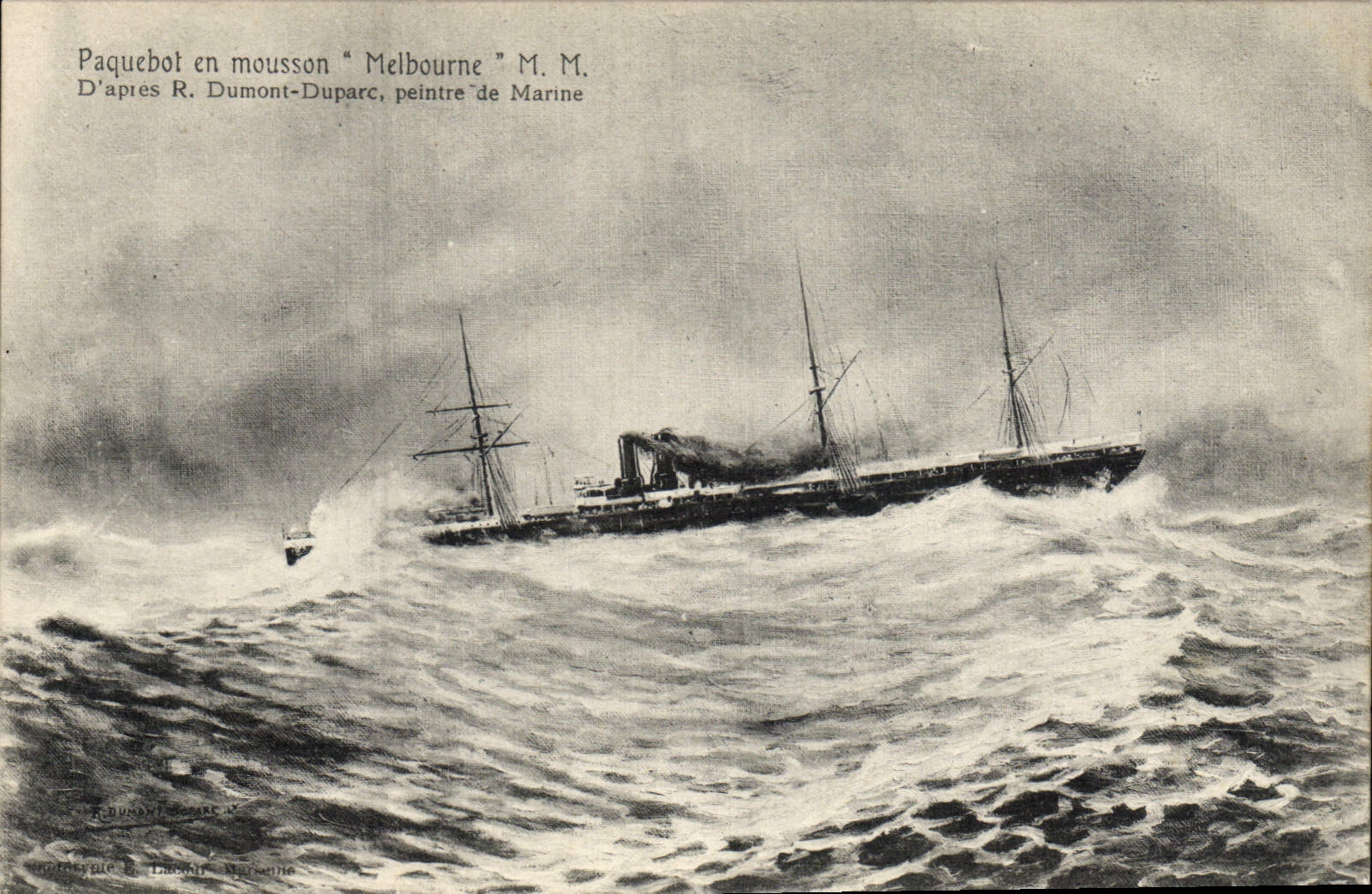 Postal Barco Paquebote en monzón Melburne