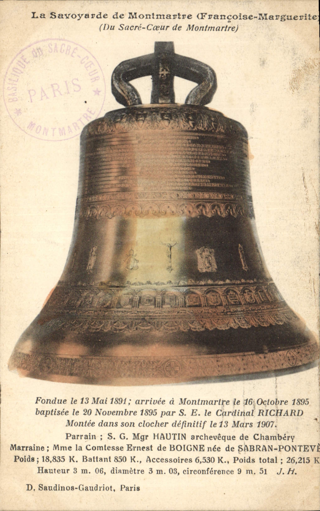 CPA Cloche La Savoyarde de Montmartre Francois Marguerite du Sacre Coeur de Montmartre 