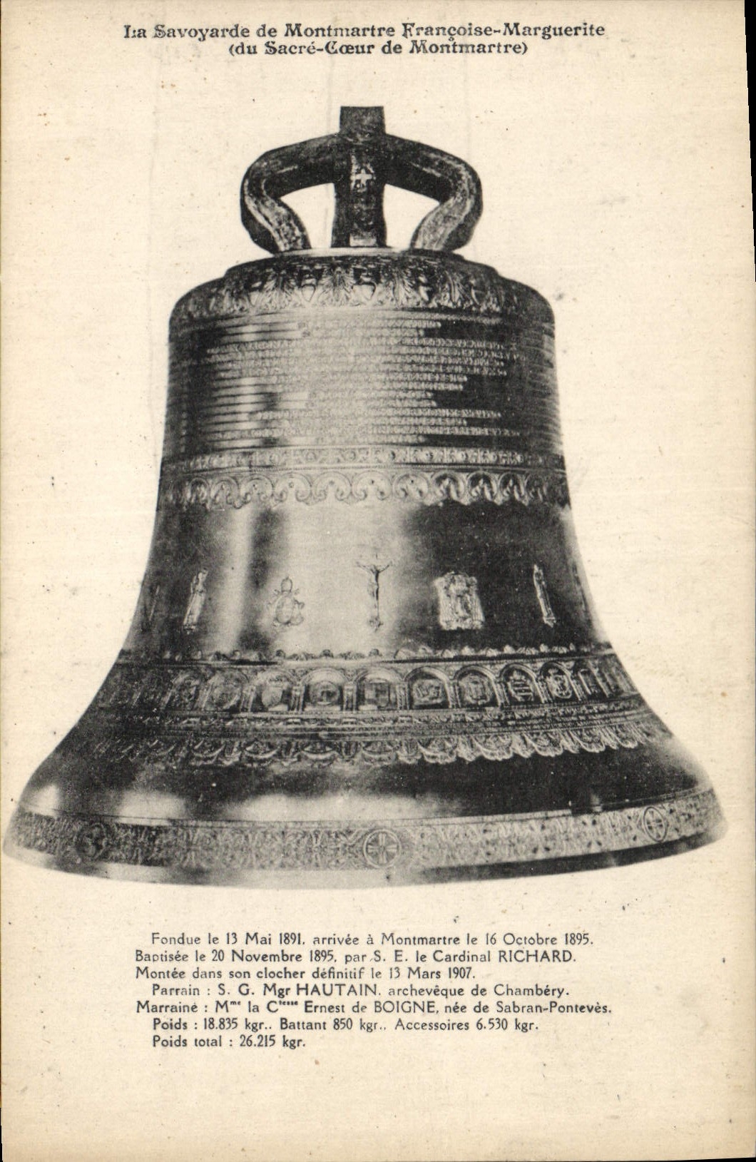 CPA Cloche La Savoyarde de Montmartre Francois Marguerite du Sacre Coeur de Montmartre 