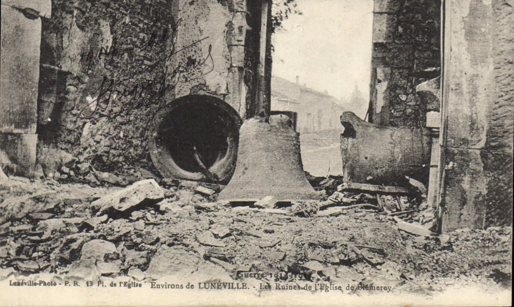 Vintage Postcard Bell Surroundings of Luneville ruins of the church of Blemerey Militaria