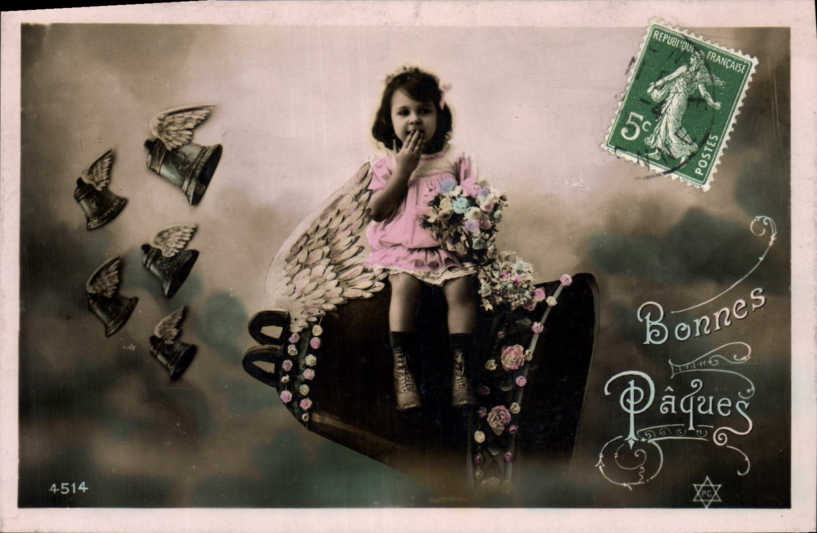 CPA Cloche Enfant Paques 