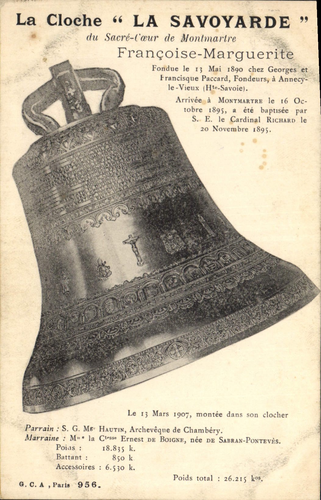 CPA Cloche Cloche La Savoyarde de Montmartre Francois Marguerite du Sacre Coeur de Montmartre 