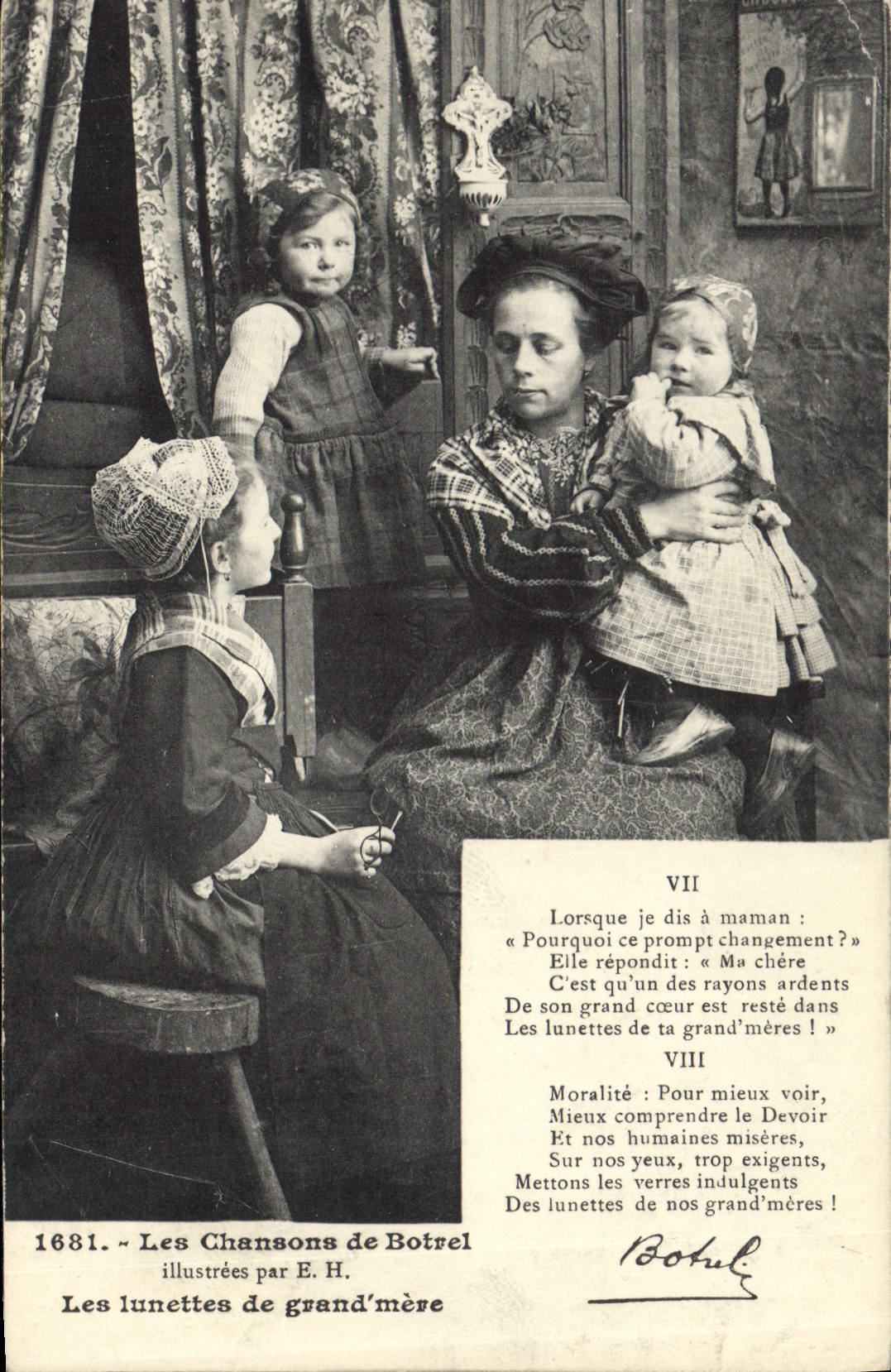CPA Folklore Les chansons de Botrel illustrees Les lunettes de grand mere 
