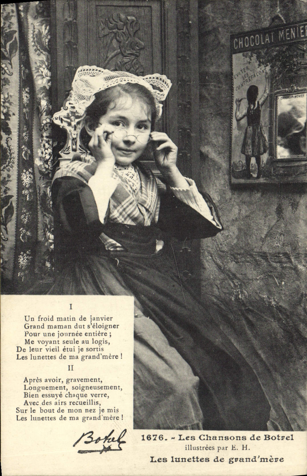 CPA Folklore Les chansons de Botrel illustrees Les lunettes de grand mere 