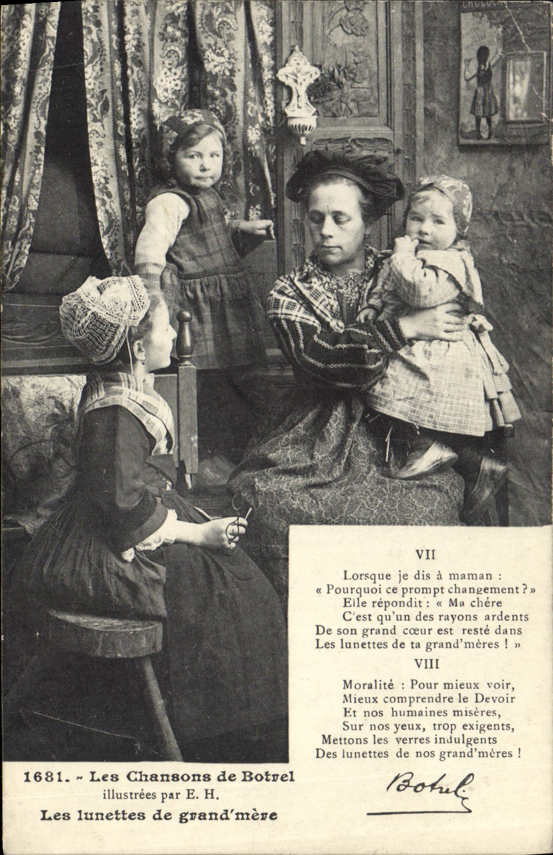 CPA Folklore Les chansons de Botrel illustrees Les lunettes de grand mere 