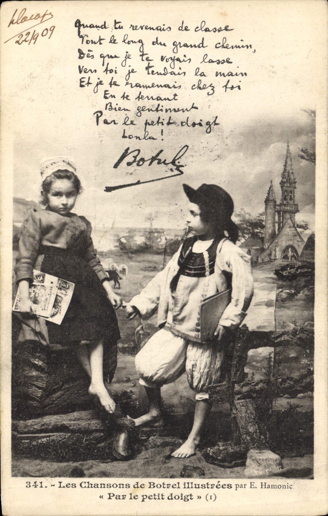 CPA Folklore Les chansons de Botrel illustrees Par le petit doigt 