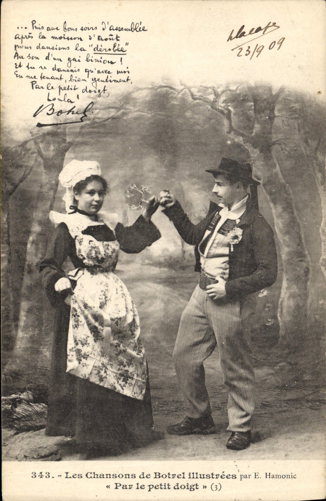 CPA Folklore Les chansons de Botrel illustrees Par le petit doigt 