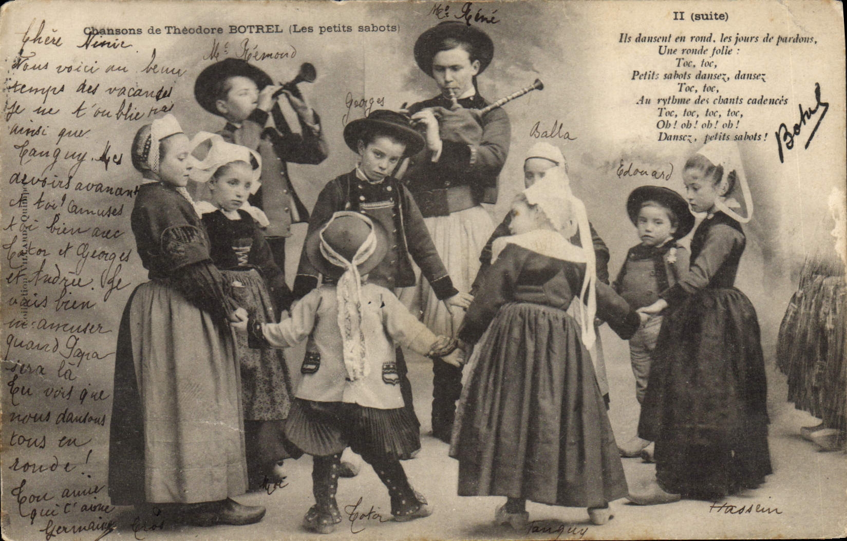 CPA Folklore Les chansons de Botrel illustrees Les petits sabots Enfants 