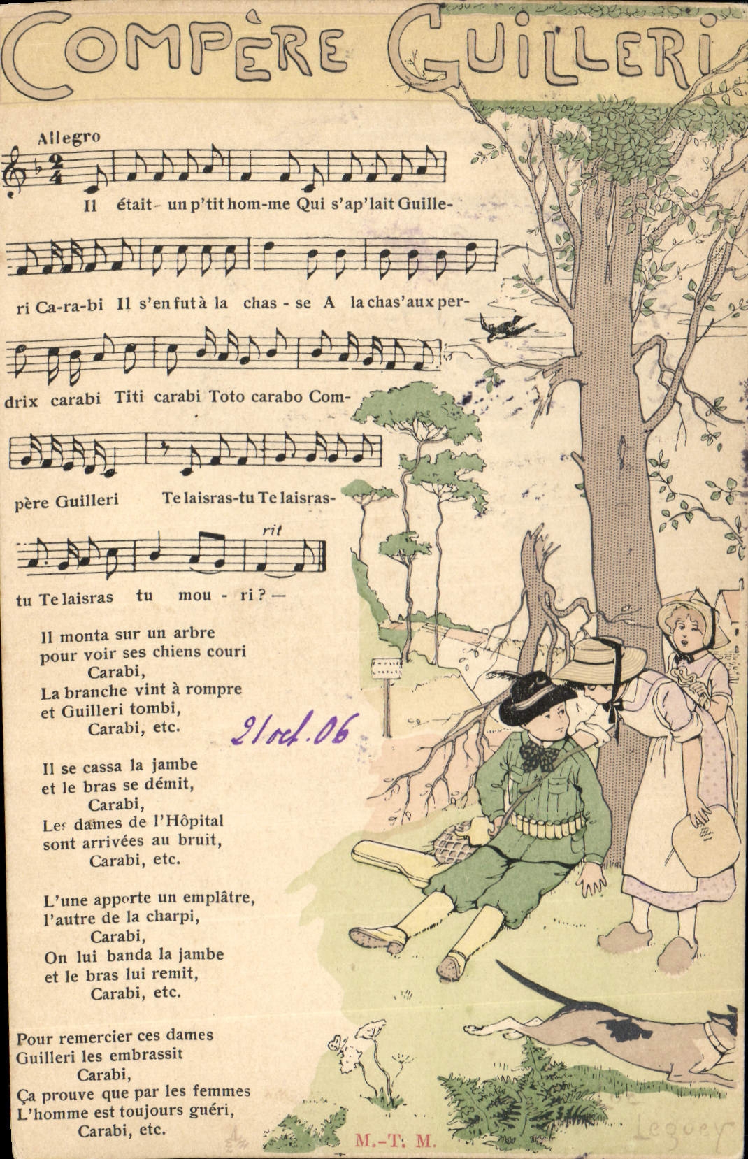 CPA Chasse Compere Guilleri Enfants Chien 