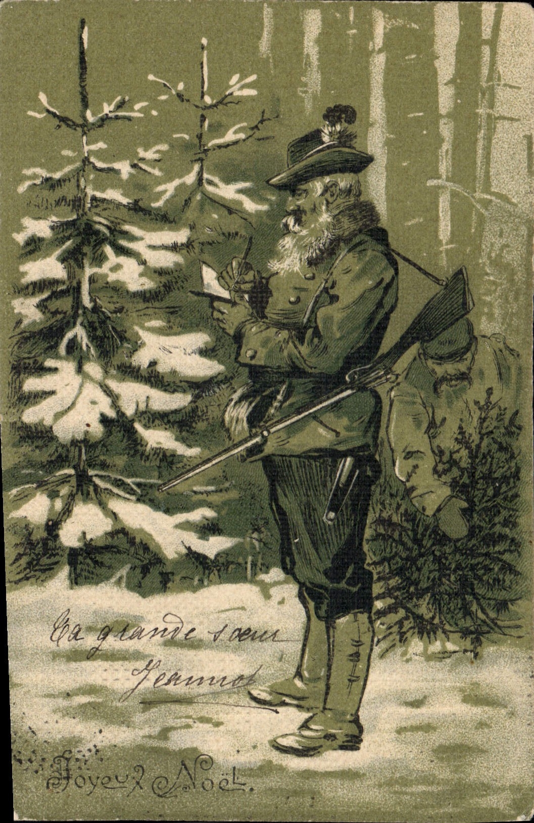 CPA Chasse Chasseur Noel 
