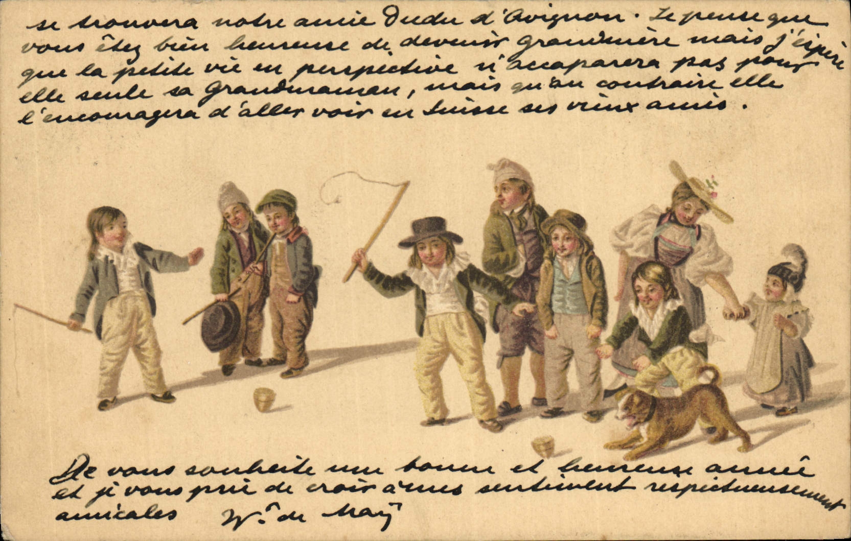 CPA Fantaisie Illustrateur Enfants Chien Jeu