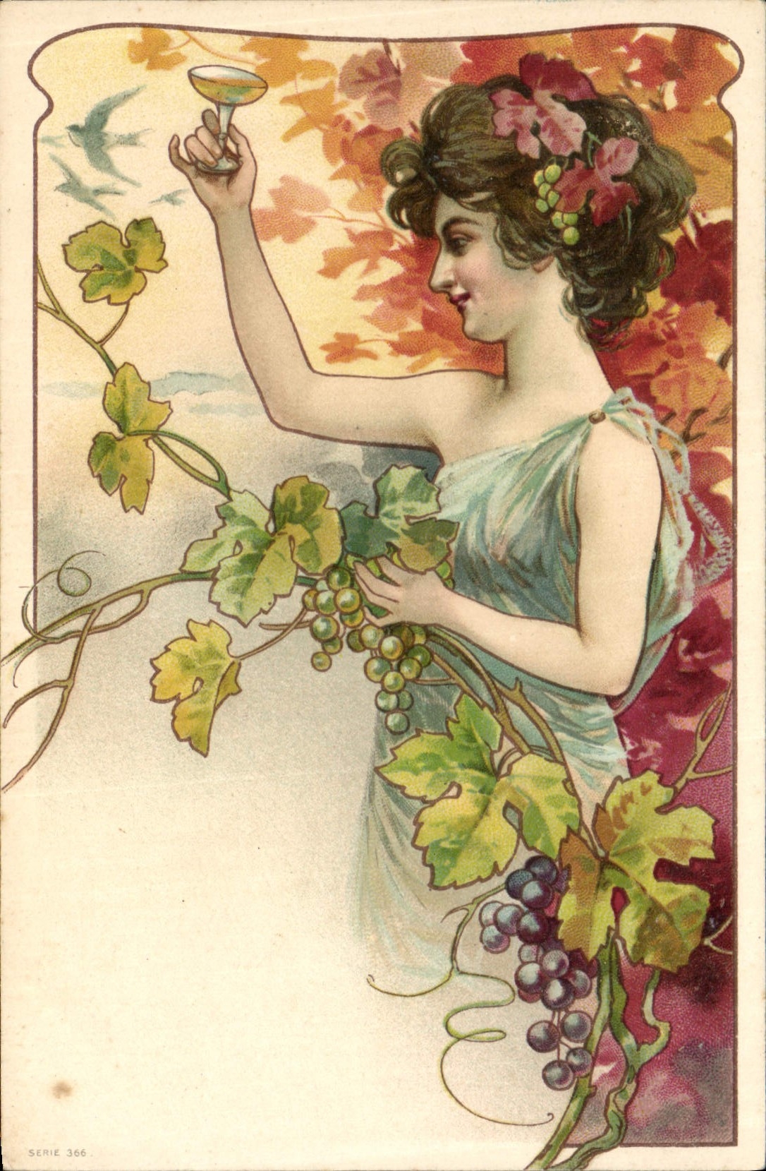 CPA Fantaisie Illustrateur Femme Vin