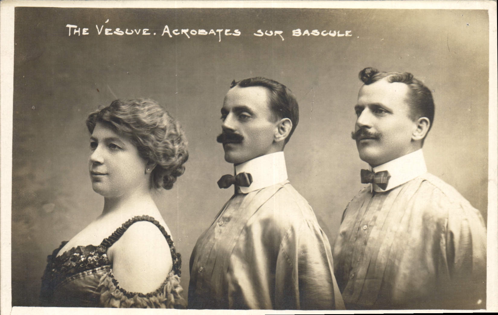 Vintage Postcard The Vesuvius Acrobats on rocker Street of the water Tower Paris