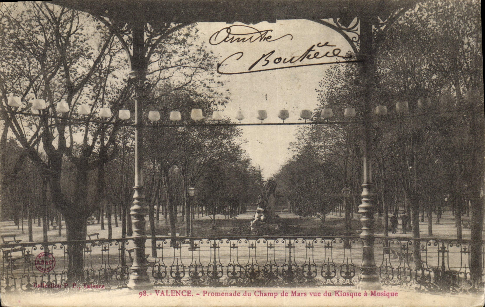 Vintage Postcard Promenade of the Champ de Mars seen of the Bandstand Valence