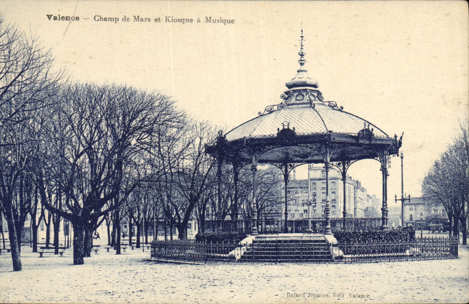 Vintage Postcard Valence Champ de Mars and Bandstand