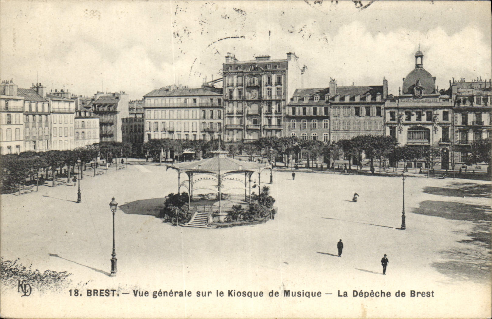 Vintage Postcard Brest Vue general on the Bandstand La Dépêche of Brest