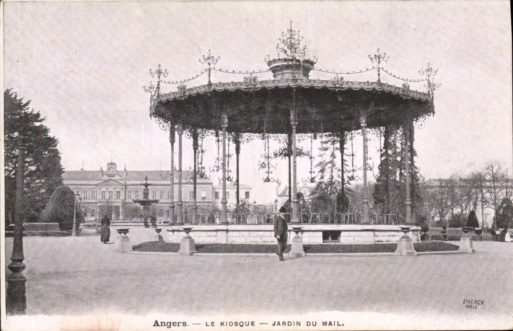 Vintage Postcard Kiosk Garden of the Angers E-mail