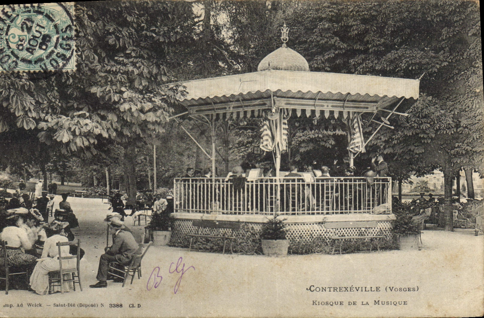 CPA Kiosque de la musique Contrexeville 