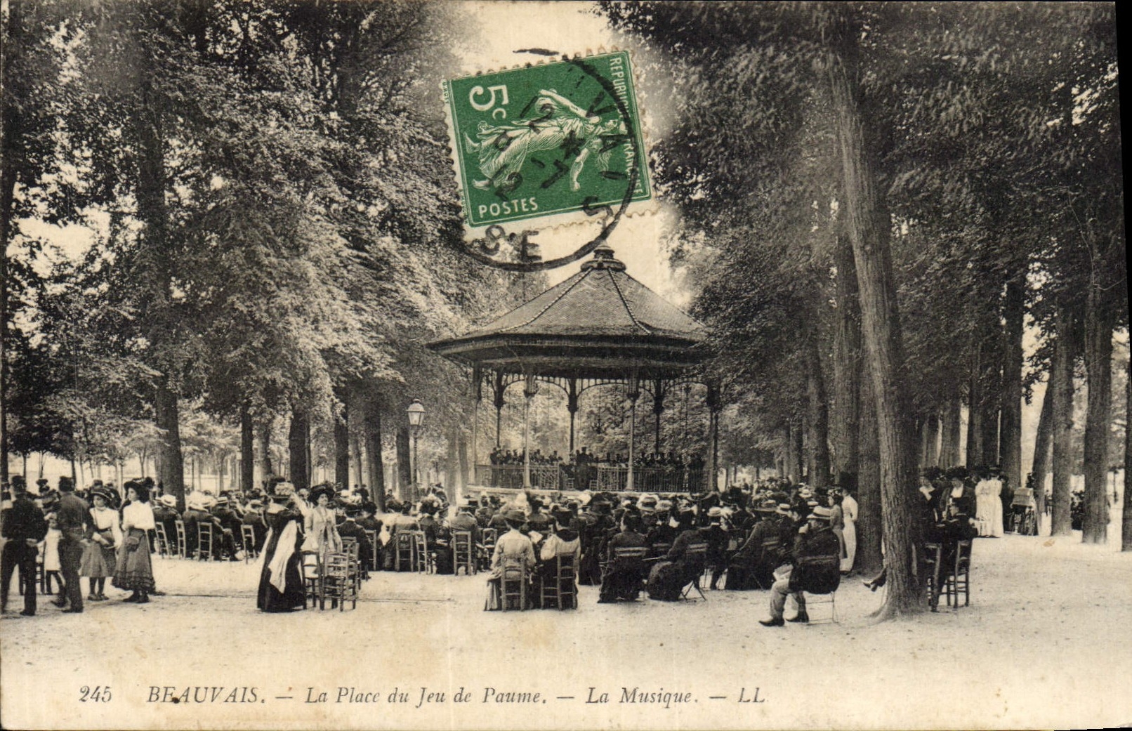 Vintage Postcard Beuvais Kiosk the place of Jeu de Paume music