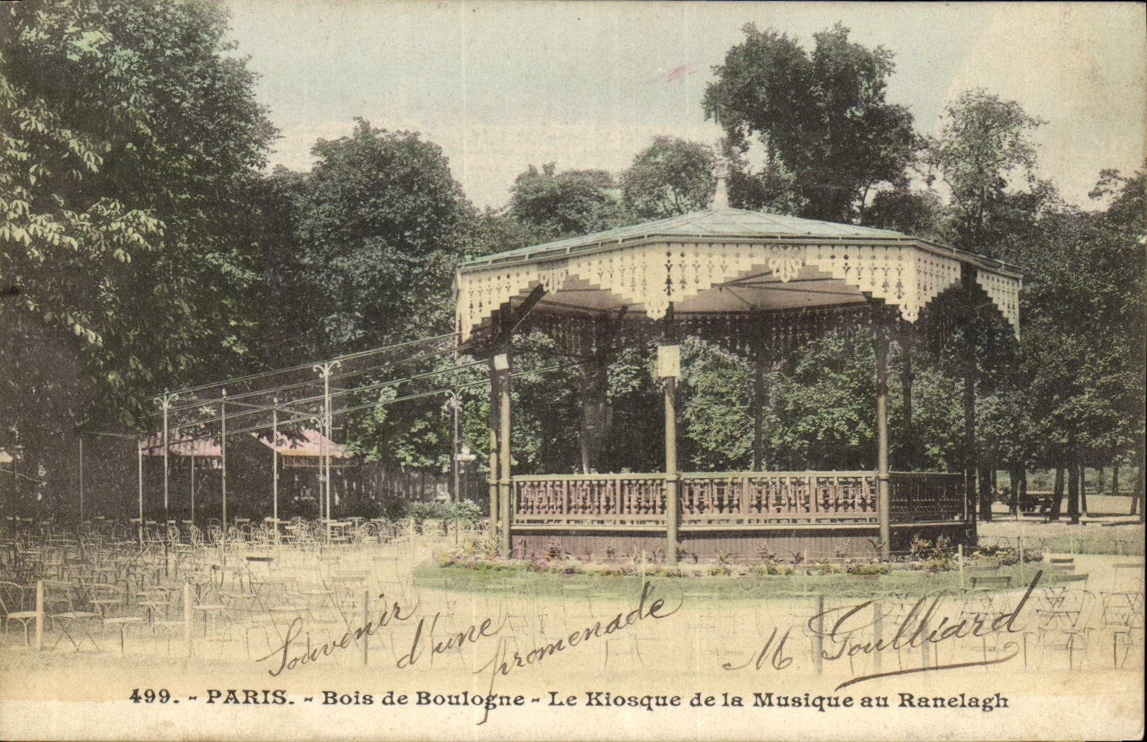 Vintage Postcard Kiosk Paris Bois de Boulogne the kiosk of the music in Ranelagh