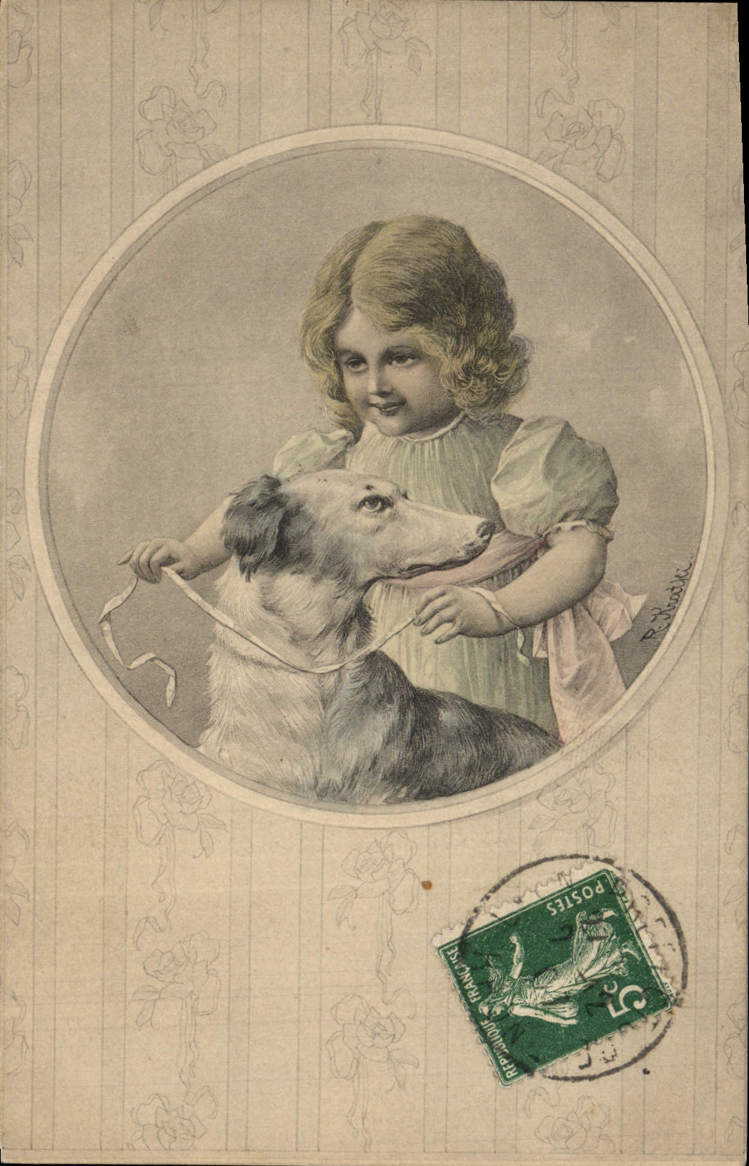 CPA Chien Chiens Enfant Levrier 