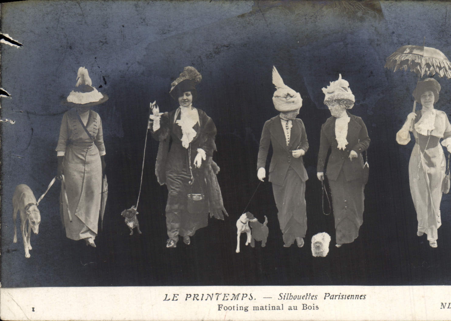 CPA Chien Chiens Femmes Le Printemps Silhouettes parisiennes footing matinal au Bois Levrier 