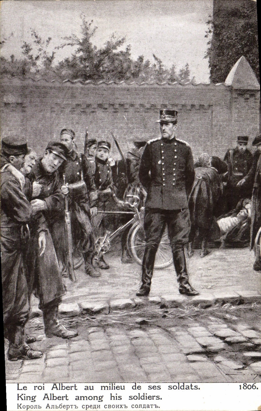 CPA Militaria Le roi Albert au milieu de ses soldats 