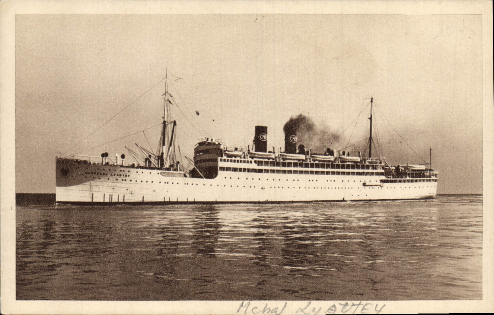 Vintage Postcard Boat Shipping company Package Marseilles Steamer Lyautey Marshal