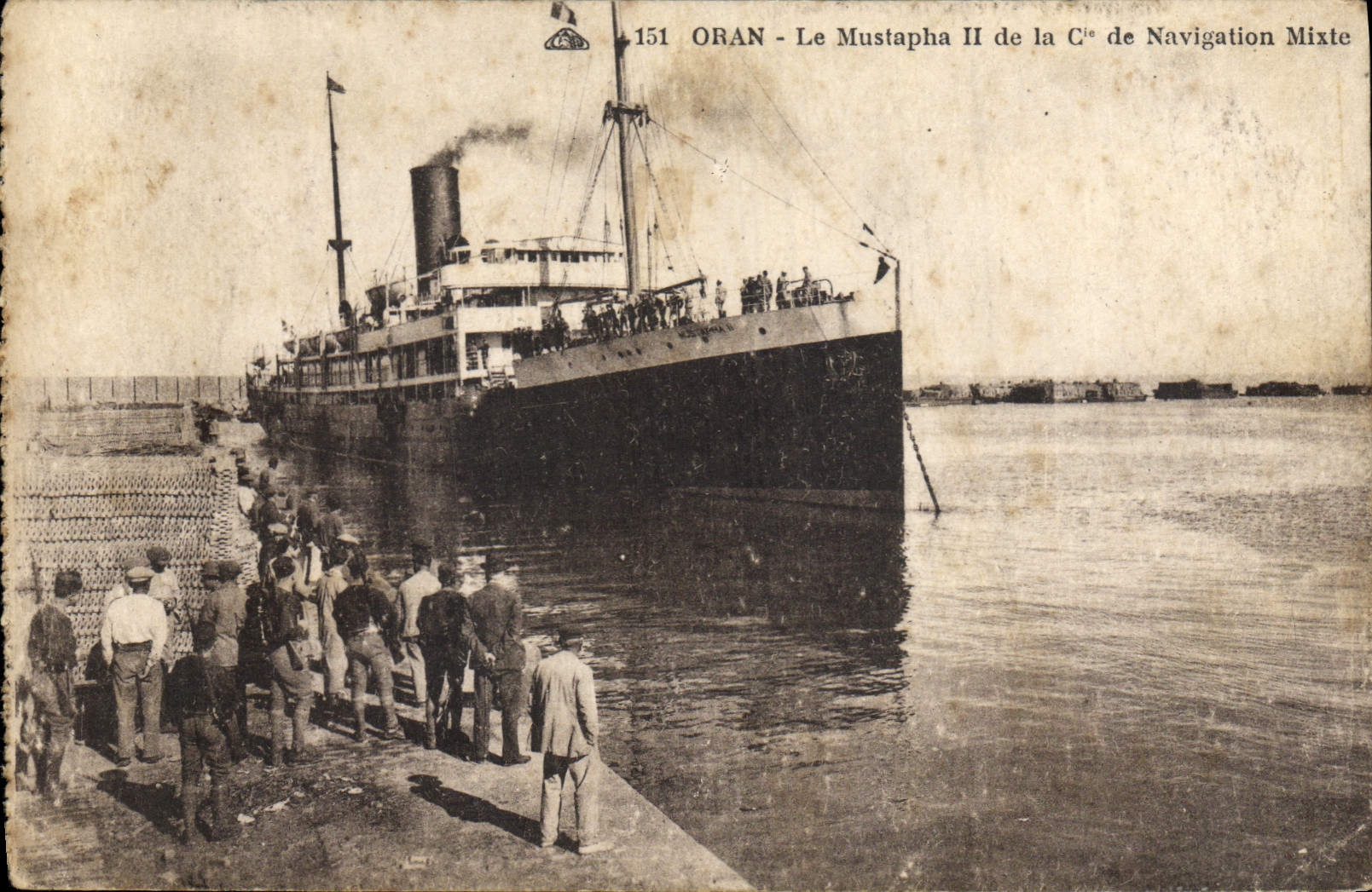 Vintage Postcard Oran Boat Mustapha II of the Mixed Co of Navigation