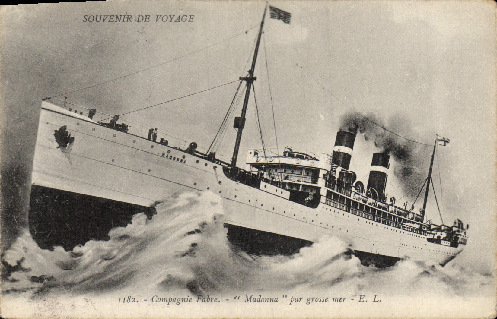 Vintage Postcard Boat Company Fabre Madonna by heavy sea