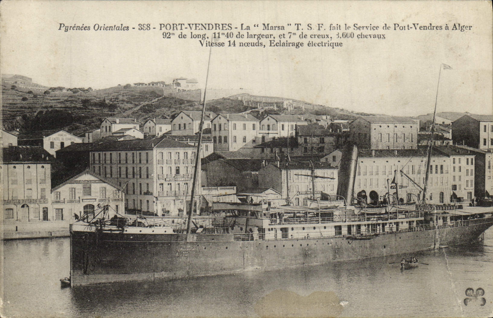 CPA Bateau Port Vendres La Marsa TSF fait le service de Port Vendres a Alger