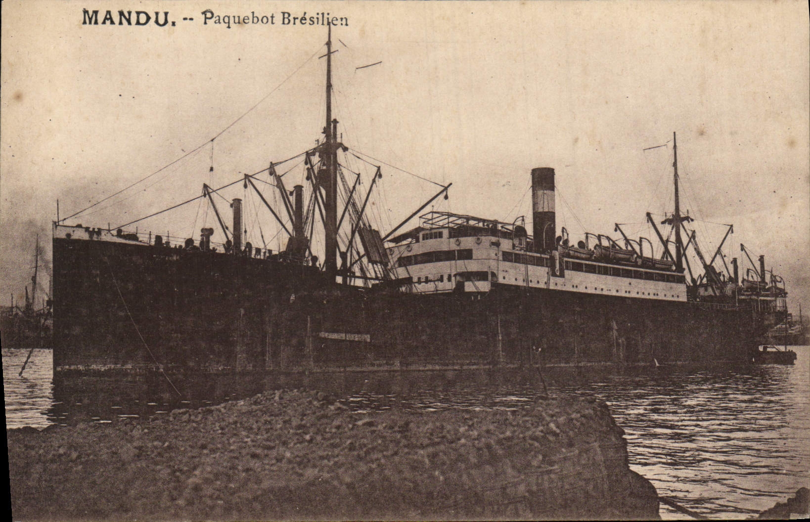 Vintage Postcard Boat Mandu Brazilian Steamer Brazil Brazil