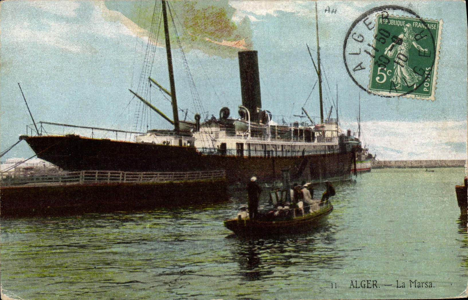 Vintage Postcard Algiers Boat Marsa