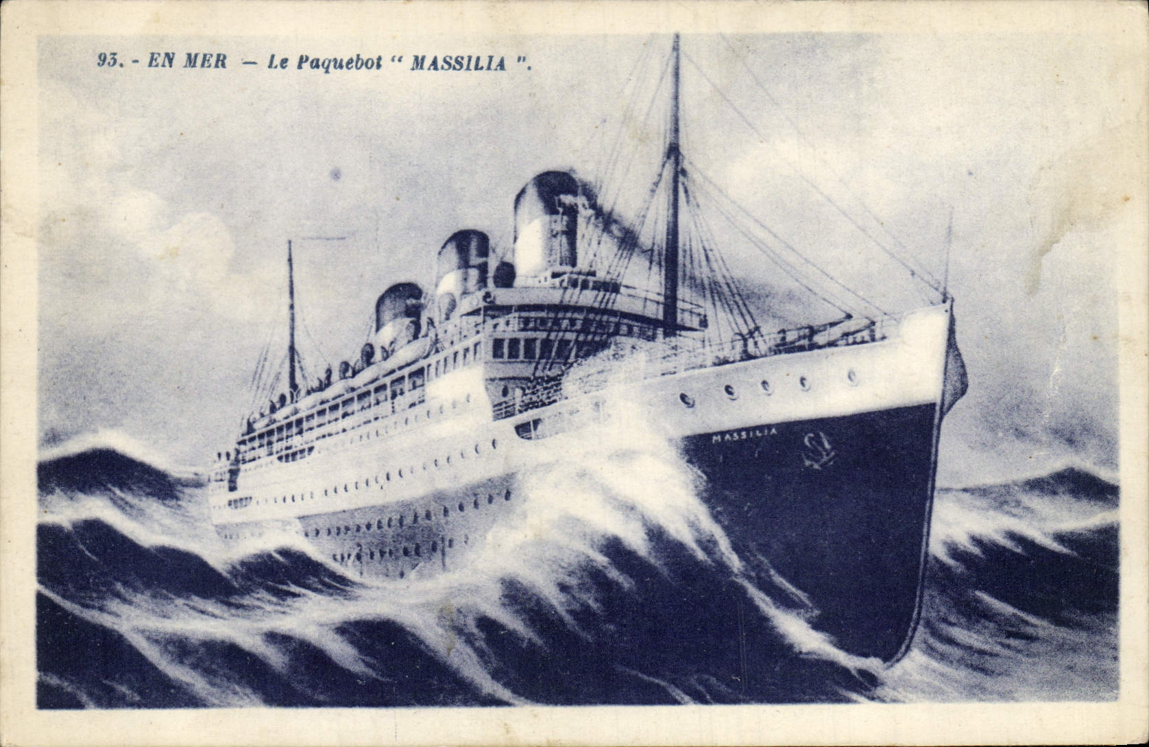 Vintage Postcard Boat At sea the Massilia steamer