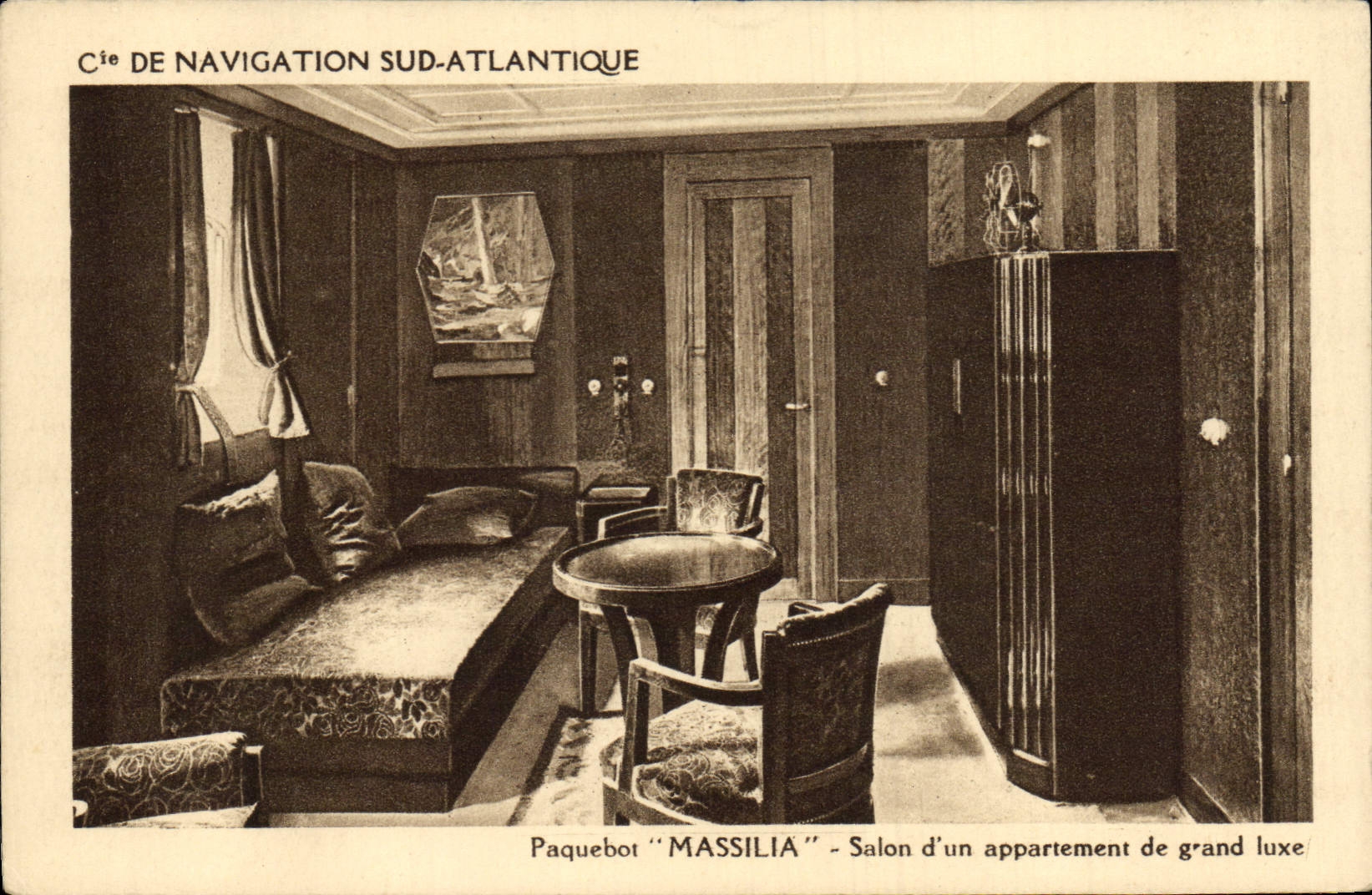 CPA Bateau Compagnie de Navigation Sud Atlantique Paquebot Massilia Salon d'un appartement de grand luxe