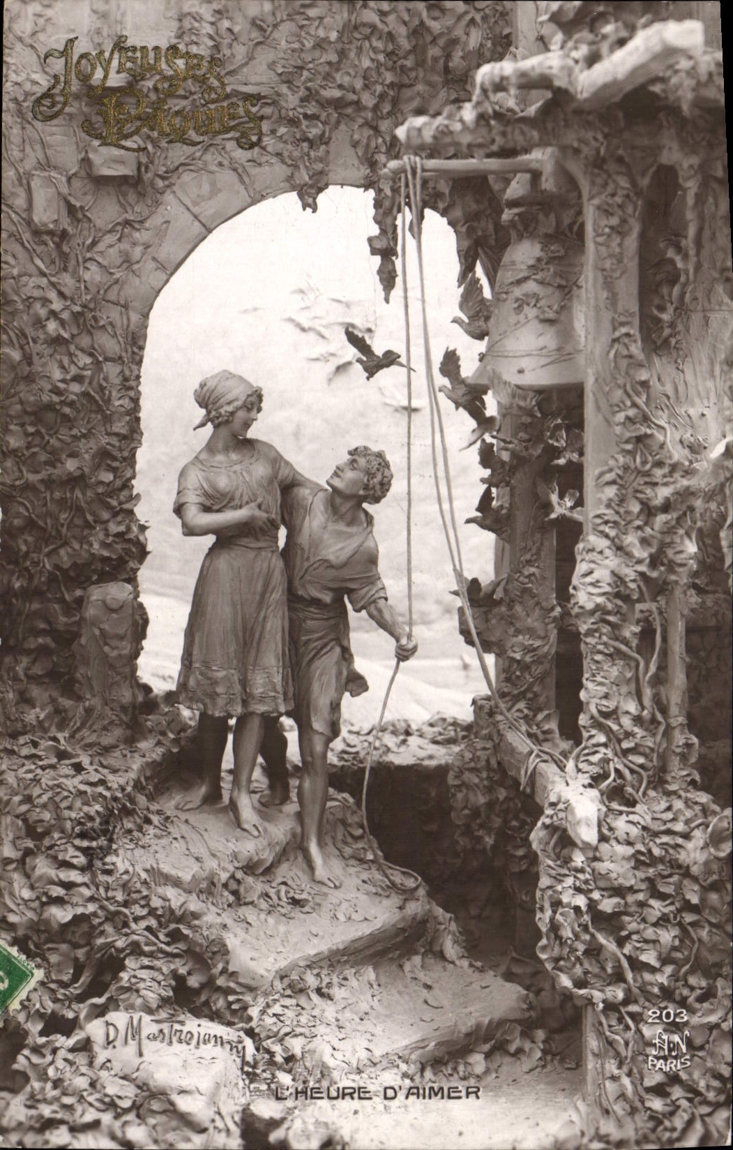 Vintage Postcard Bell the hour to like