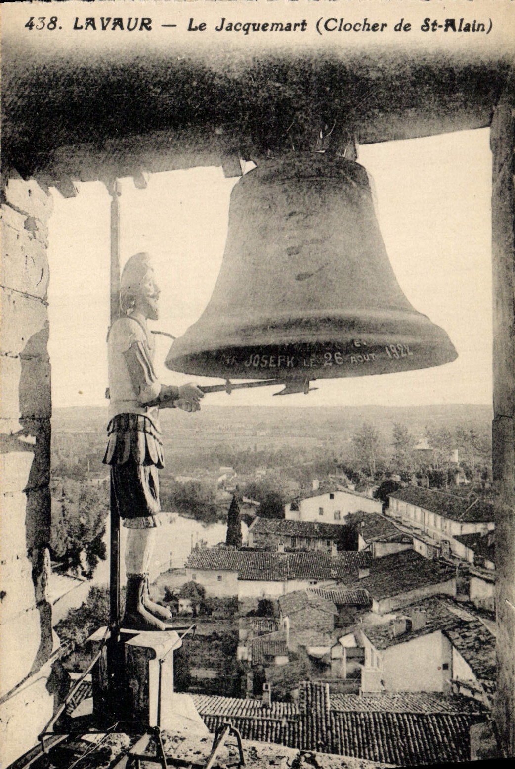 Vintage Postcard Lavaur Bell Jacquemart Bell-tower of St Alain