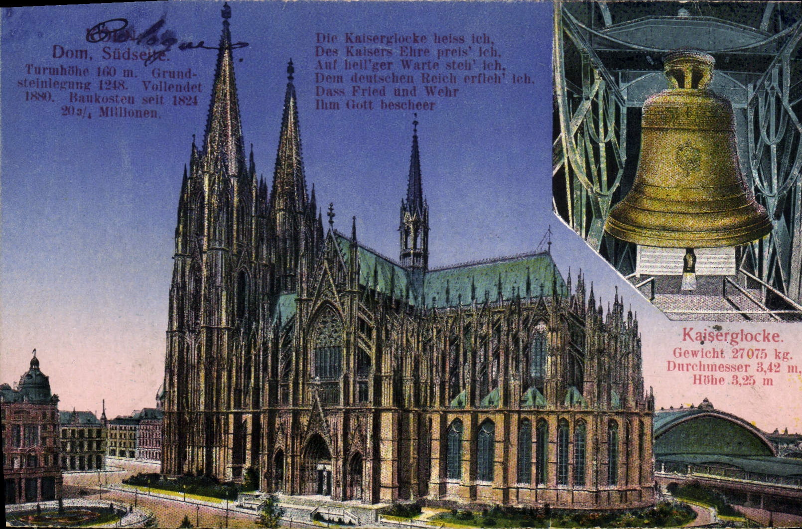 Vintage Postcard Bell Dolm Kaiserglocke