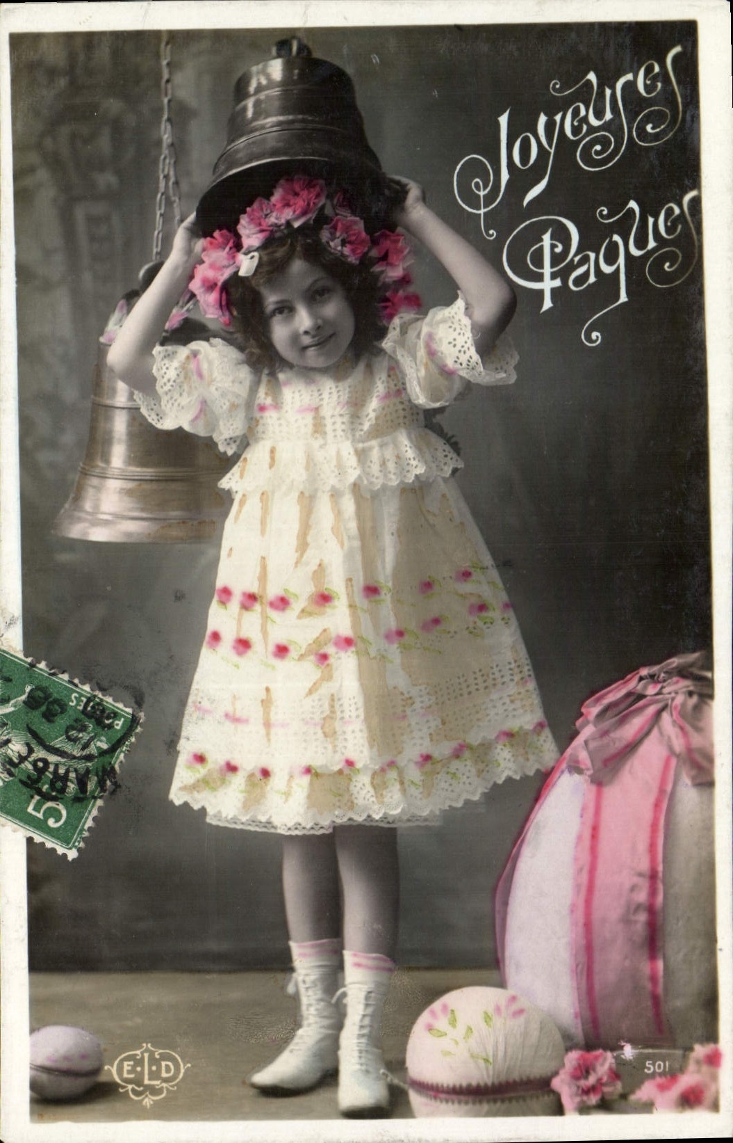 CPA Cloche Enfant Paques 