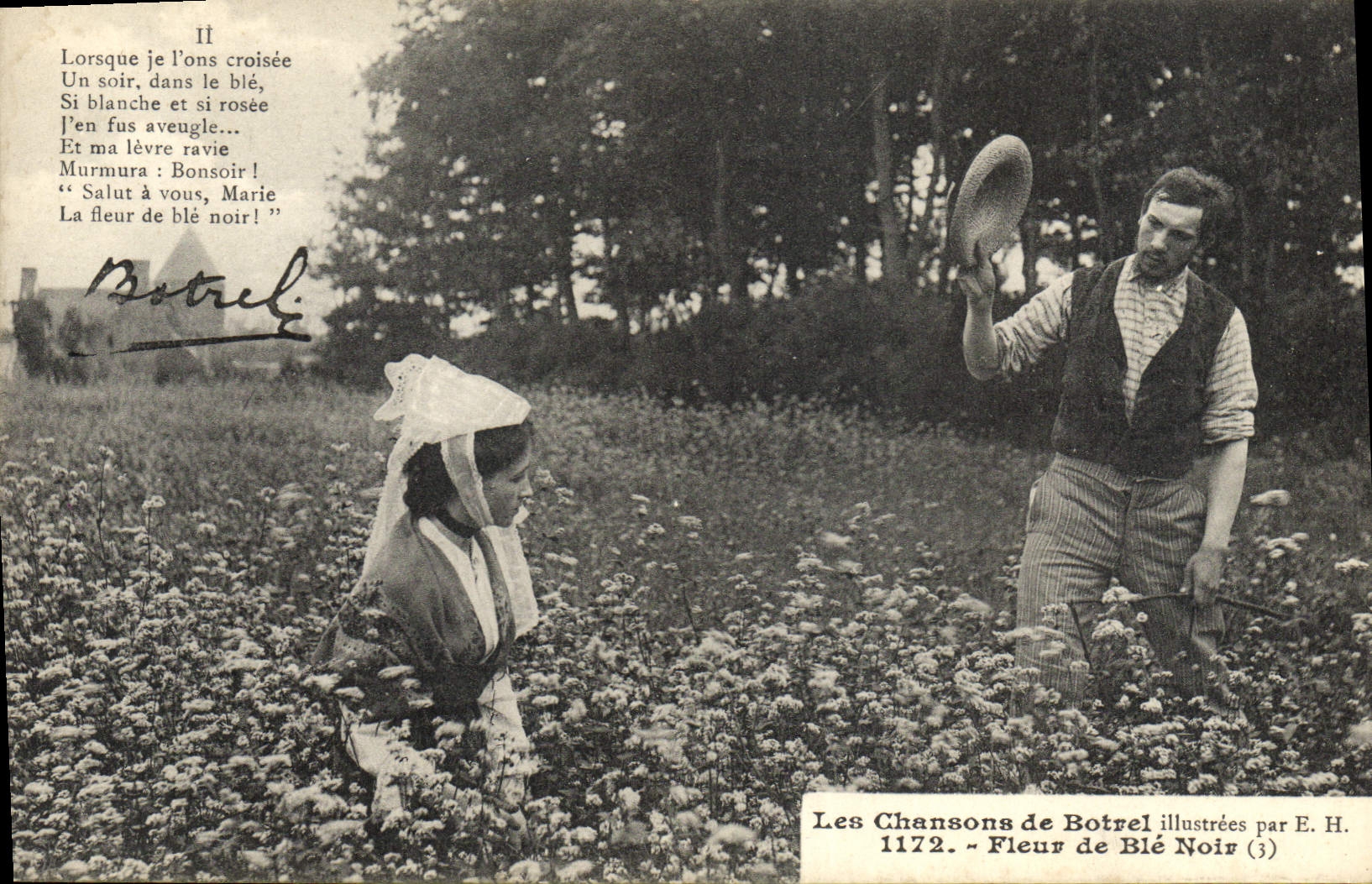 CPA Folklore Les chansons de Botrel Fleur de ble noir